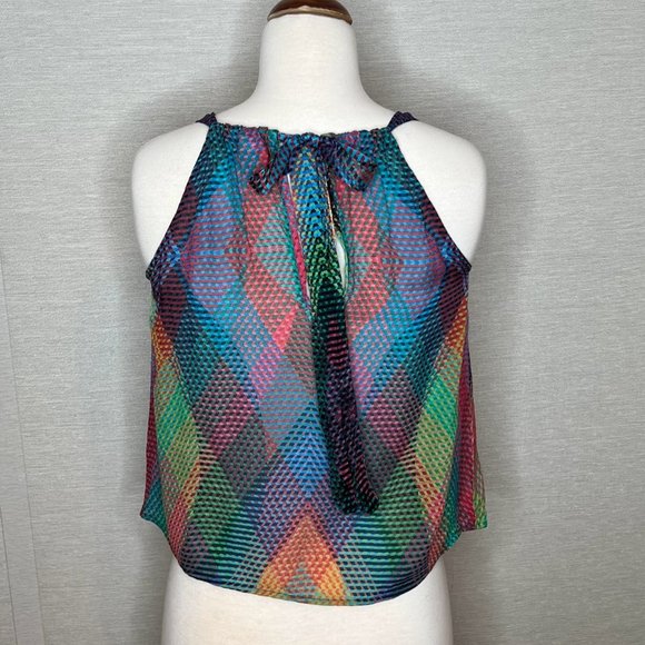 Anthropologie Conditions Apply "Selina' Smocked Tie Neck Halter Blouse - XS - Picture 3 of 7
